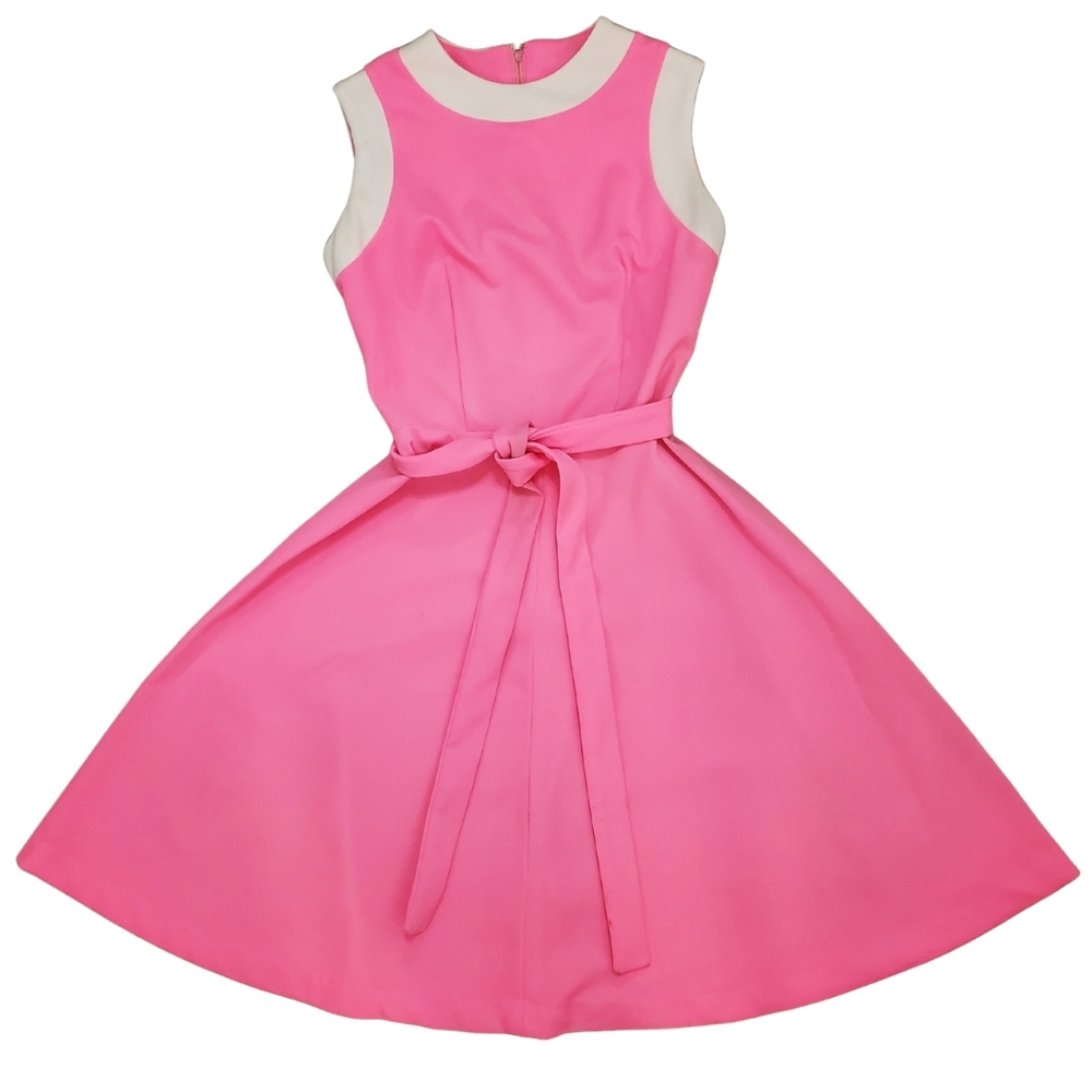 Vintage 50s 60s Groovy Frolic Time California Pink and White Barbie Dress